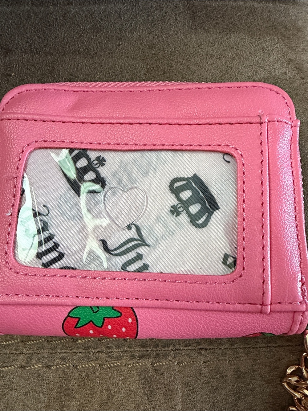 Juicy Couture Pink Strawberry Print Wallet with Gold Chain - Picture 4 of 8